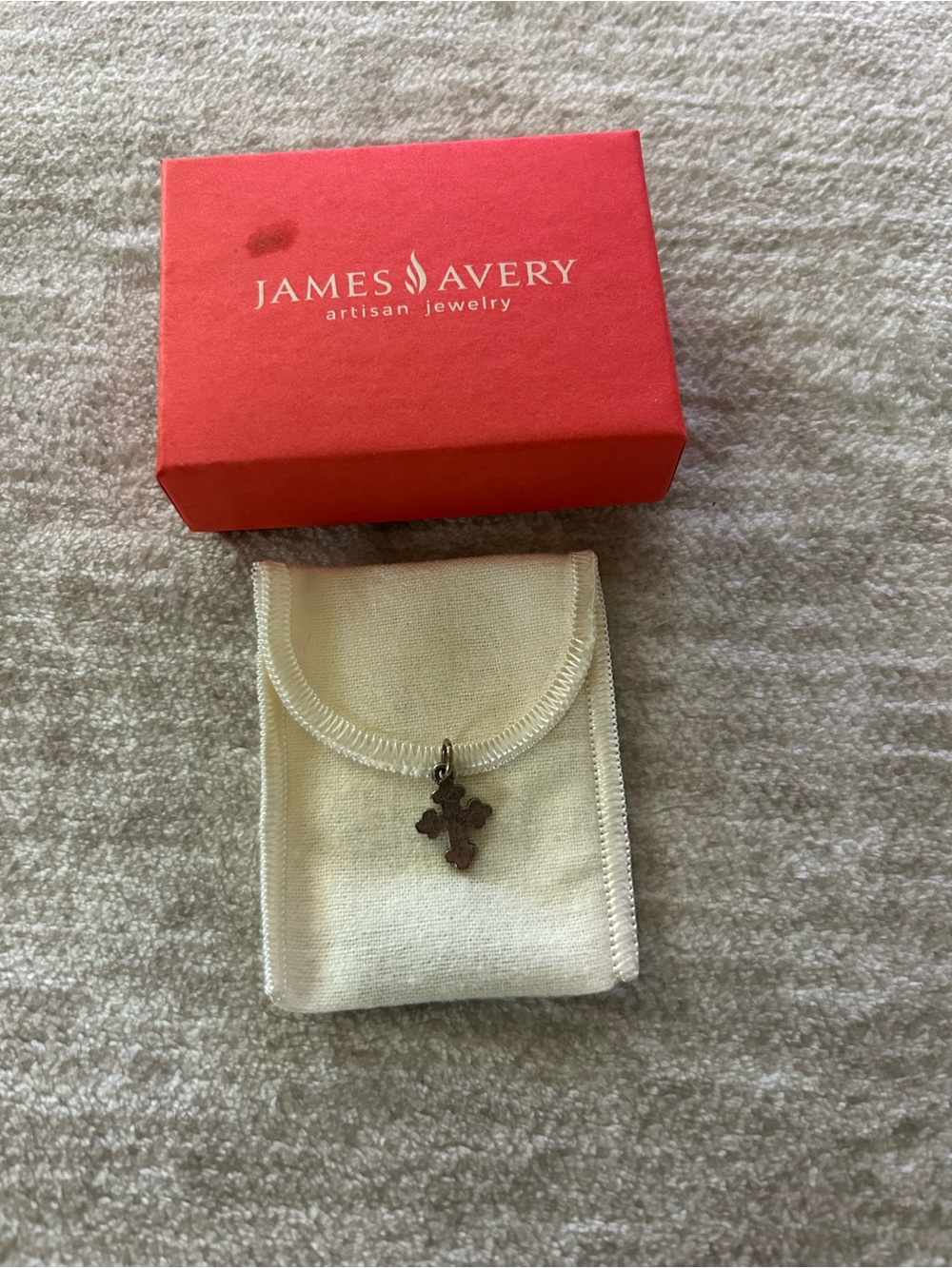 James Avery Red Gift Box with Cross Charm